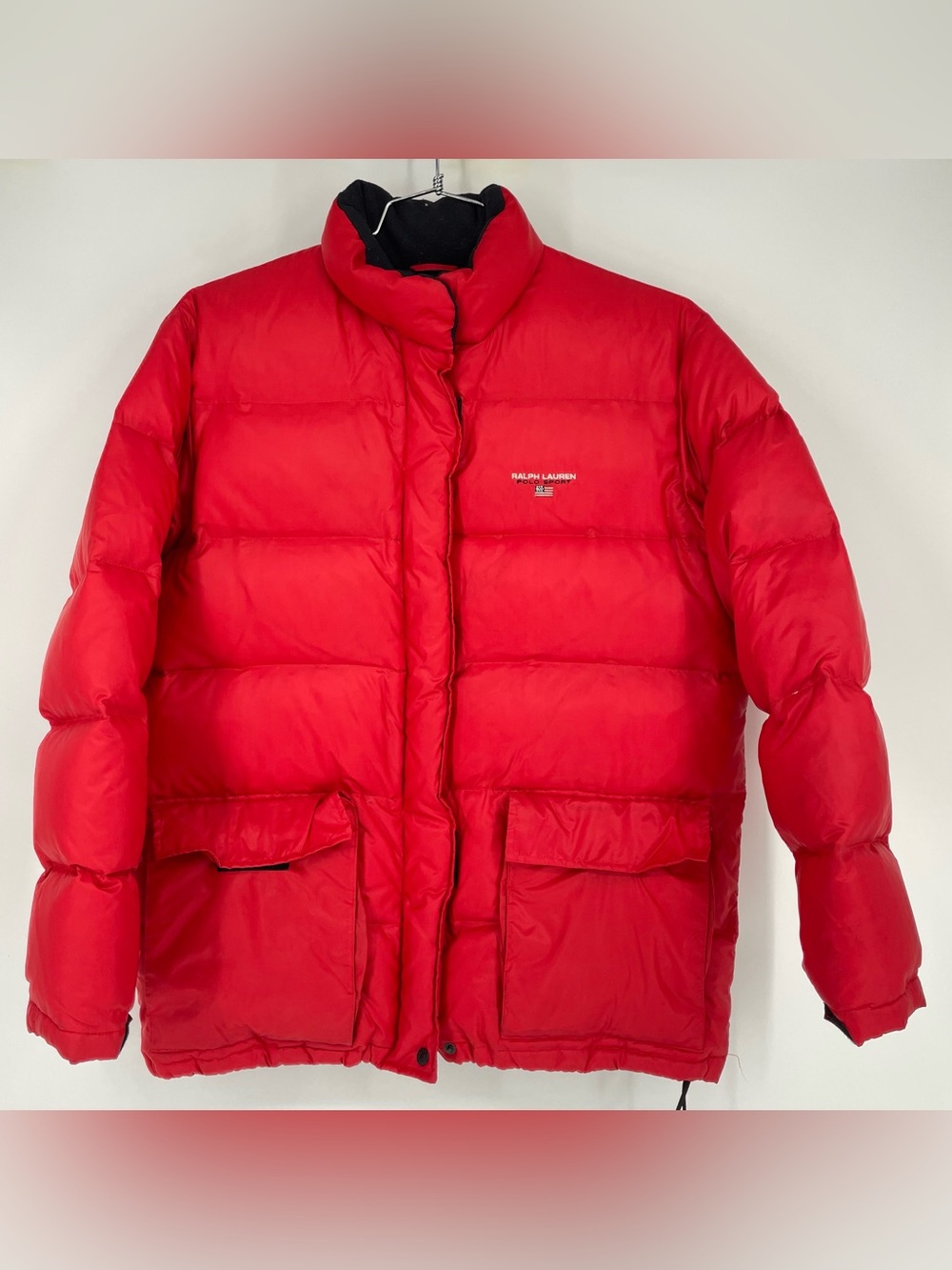 Vintage 90s Polo Sport Ralph Lauren Red Puffer Down Jacket old money ski
